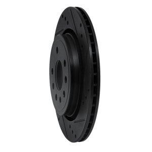 Cadillac BLS Brake Rotor (1) - Rear Right - R1 Concepts - Drilled & Slotted - Black - `03-`11